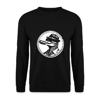 Krokodil Alligator - Unisex Pullover - Schwarz - Vorne - Alina (178cm) & Michal (187cm)