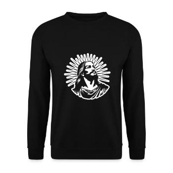 Jesus Christ Catholic Religion Christianity - Unisex Sweatshirt - black - Front - Alina (178cm) & Michal (187cm)