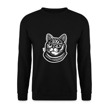 Cat Cats Cat Face - Unisex Sweatshirt - black - Front - Alina (178cm) & Michal (187cm)