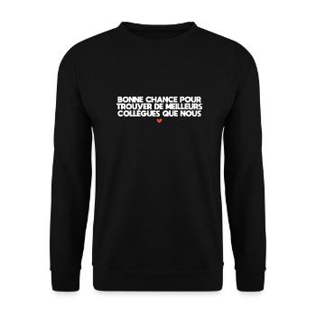 Man Humor Co-worker Departure Gift - Unisex Sweatshirt - black - Front - Alina (178cm) & Michal (187cm)