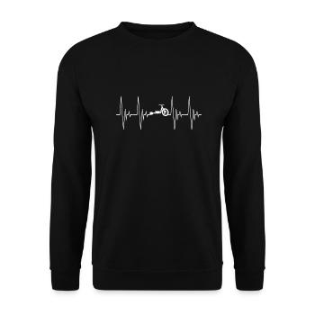 Drift Dirt Bike Herzschlag EKG Fahrzeug Motorrad - Unisex Pullover - Schwarz - Vorne - Alina (178cm) & Michal (187cm)