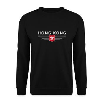 Ich liebe Honkong, Design T-Shirt Outfit - Unisex Pullover - Schwarz - Vorne - Alina (178cm) & Michal (187cm)