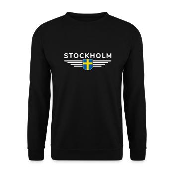 Stockholm T-Shirt für Fans und Reisende - Unisex Pullover - Schwarz - Vorne - Alina (178cm) & Michal (187cm)