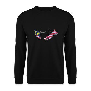 Malaysia Flagge in der Malaysia Landkarte MY - Unisex Pullover - Schwarz - Vorne - Alina (178cm) & Michal (187cm)