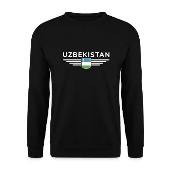 Usbekistan T-Shirt – Stolz und Kultur - Unisex Pullover - Schwarz - Vorne - Alina (178cm) & Michal (187cm)
