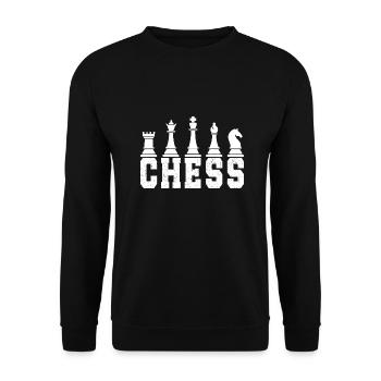 Geschenk Schach Sport Schachmeister Denksport - Unisex Pullover - Schwarz - Vorne - Alina (178cm) & Michal (187cm)
