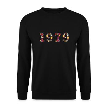 Year 1979 Flowers - Unisex Sweatshirt - black - Front - Alina (178cm) & Michal (187cm)