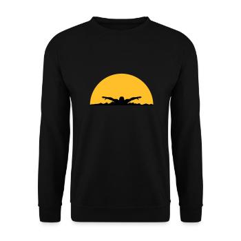 wellen abend sonne nacht palmen strand insel meer - Unisex Pullover - Schwarz - Vorne - Alina (178cm) & Michal (187cm)