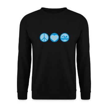 schwimmen liebe peace zeichen symbol herz urlaub m - Unisex Pullover - Schwarz - Vorne - Alina (178cm) & Michal (187cm)