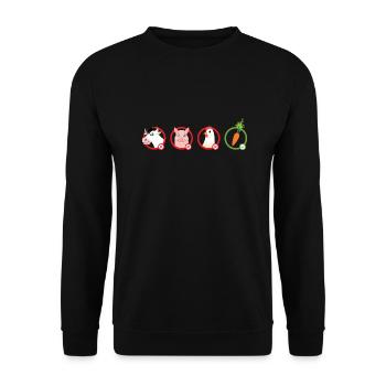 Cute Animals Illustration | Go Vegan - Unisex Pullover - Schwarz - Vorne - Alina (178cm) & Michal (187cm)