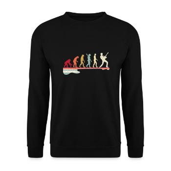 Evolution zum Gitarrist, ich mag Noten und Musik - Unisex Pullover - Schwarz - Vorne - Alina (178cm) & Michal (187cm)