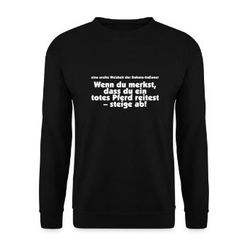 Wenn du merkst, dass du ein totes Pferd reitest - Unisex Pullover - Schwarz - Vorne - Alina (178cm) & Michal (187cm)