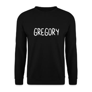 Gregory Custom Name Schriftart Text Geburtstag - Unisex Pullover - Schwarz - Vorne - Alina (178cm) & Michal (187cm)