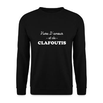 Vivre d'amour et de clafoutis - Sweat-shirt Unisexe - noir - Devant - Alina (178cm) & Michal (187cm)
