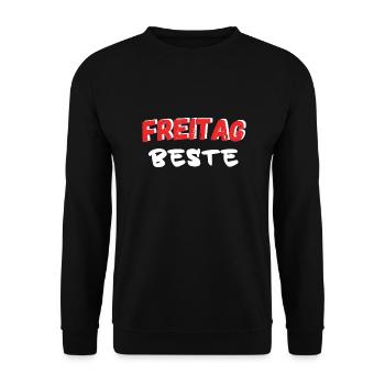 Freitag - Bester Tag der Woche - Wochenende - Unisex Pullover - Schwarz - Vorne - Alina (178cm) & Michal (187cm)