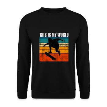 This is My world Skateboard Skateboarder Skate - Unisex Pullover - Schwarz - Vorne - Alina (178cm) & Michal (187cm)