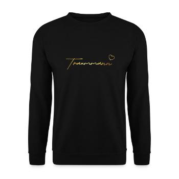 Traummann Geschenk in gold - Unisex Pullover - Schwarz - Vorne - Alina (178cm) & Michal (187cm)