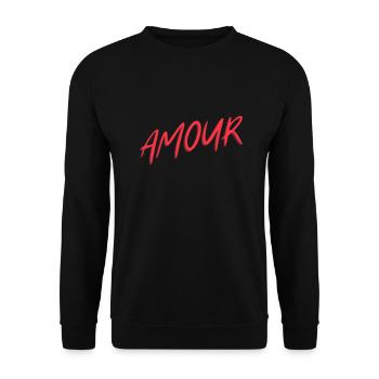 "Amour" rot, Design T-Shirt - Unisex Pullover - Schwarz - Vorne - Alina (178cm) & Michal (187cm)