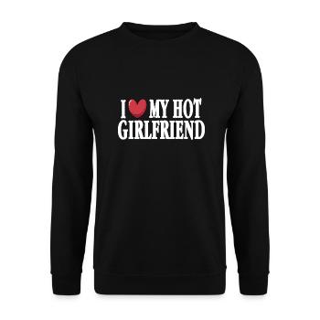 I Love My Hot Girlfriend shirt - Unisex Pullover - Schwarz - Vorne - Alina (178cm) & Michal (187cm)