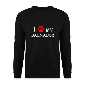 I love my Dalmador I Dalmatiner Labrador Mix - Unisex Pullover - Schwarz - Vorne - Alina (178cm) & Michal (187cm)
