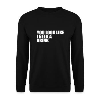 Vintage Drinking Beer Drinker Look Like Drink - Unisex Sweatshirt - black - Front - Alina (178cm) & Michal (187cm)
