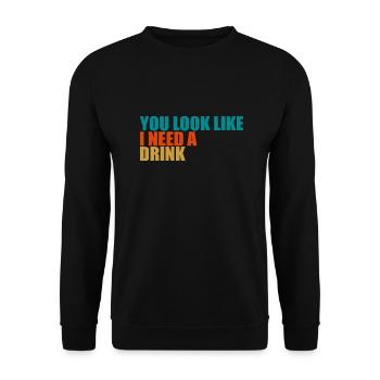 Vintage Drinking Beer Drinker Look Like Drink - Unisex Sweatshirt - black - Front - Alina (178cm) & Michal (187cm)