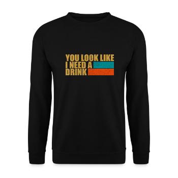 Vintage Drinking Beer Drinker Look Like Drink - Unisex Sweatshirt - black - Front - Alina (178cm) & Michal (187cm)