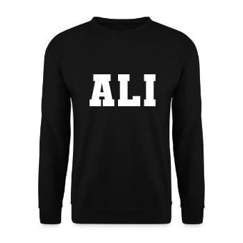 Name - Ali - Unisex Pullover - Schwarz - Vorne - Alina (178cm) & Michal (187cm)