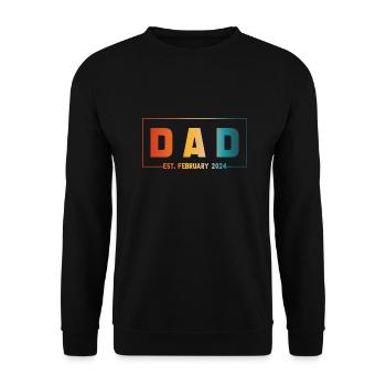 Papa Est. Februar 2024 Erwarten Baby 2024 Papa Retro - Unisex Pullover - Schwarz - Vorne - Alina (178cm) & Michal (187cm)