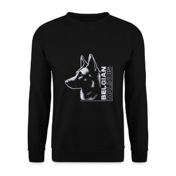 Malinois, Dog Head, Drawing Portrait Silver - Unisex Sweatshirt - black - Front - Alina (178cm) & Michal (187cm)