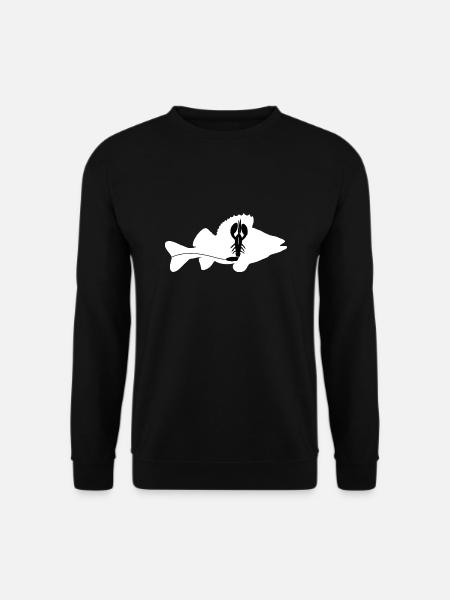 Perch with Creature Bait - white - Unisex Sweatshirt - black
