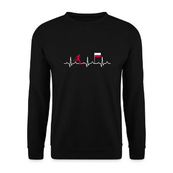 Fussball Polen Herzschlag Ekg Pole - Unisex Pullover - Schwarz - Vorne - Alina (178cm) & Michal (187cm)