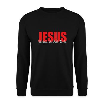 Jesus The Way Truth Life Christian - Unisex Pullover - Schwarz - Vorne - Alina (178cm) & Michal (187cm)