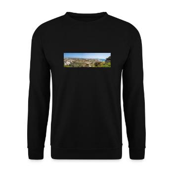 Landschaftsansicht der Burg von Kefalos Insel Kos - Unisex Pullover - Schwarz - Vorne - Alina (178cm) & Michal (187cm)