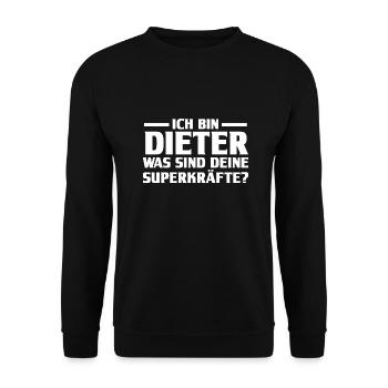 First name Dieter - Unisex Sweatshirt - black - Front - Alina (178cm) & Michal (187cm)