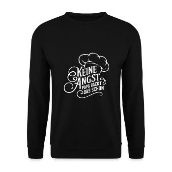 Papa backt das schon. Unser Papa ist Bäcker - Unisex Pullover - Schwarz - Vorne - Alina (178cm) & Michal (187cm)