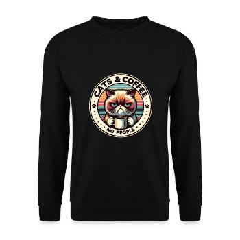 Cat and coffee not people - Unisex Sweatshirt - black - Front - Alina (178cm) & Michal (187cm)