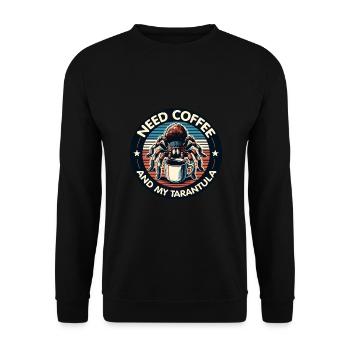 Brauche nur Kaffee und meine Vogelspinne - Unisex Pullover - Schwarz - Vorne - Alina (178cm) & Michal (187cm)
