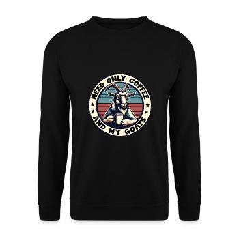 Brauche nur Kaffee und meine Ziegen - Unisex Pullover - Schwarz - Vorne - Alina (178cm) & Michal (187cm)