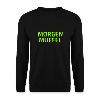 Morgenmuffel - Unisex Pullover - Schwarz - Vorne - Alina (178cm) & Michal (187cm)