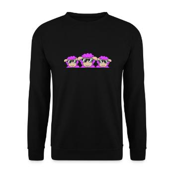3 DJ mouton derrière la clôture mur lunettes de soleil amis - Sweat-shirt Unisexe - noir - Devant - Alina (178cm) & Michal (187cm)