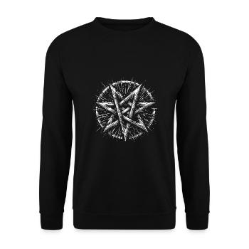 Zerrissenes Pentagramm Okkultes Zeichen - Unisex Pullover - Schwarz - Vorne - Alina (178cm) & Michal (187cm)