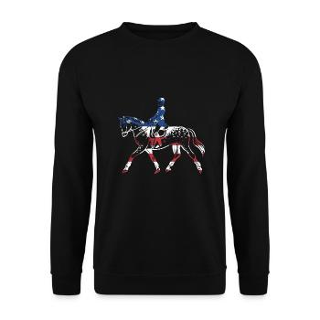 Jumper Us Flag Show Jumping - Unisex Sweatshirt - black - Front - Alina (178cm) & Michal (187cm)
