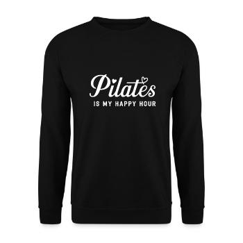 Pilates is my Happy Hour Pilates Instructor Pilate - Unisex Pullover - Schwarz - Vorne - Alina (178cm) & Michal (187cm)