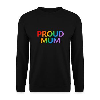 Proud Mum UK Schreibweise - Unisex Pullover - Schwarz - Vorne - Alina (178cm) & Michal (187cm)