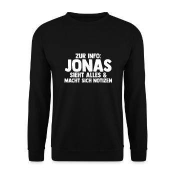 Jonas - Unisex Pullover - Schwarz - Vorne - Alina (178cm) & Michal (187cm)
