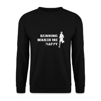 Running makes me happy running saying used look - Unisex Sweatshirt - black - Front - Alina (178cm) & Michal (187cm)