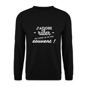 J'adore Raler Je Le Fais Souvent Raleur Raleuse - Sweat-shirt Unisexe - noir - Devant - Alina (178cm) & Michal (187cm)