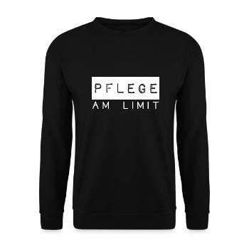Pflege am Limit Spruch Pflegekräfte Beruf - Unisex Pullover - Schwarz - Vorne - Alina (178cm) & Michal (187cm)