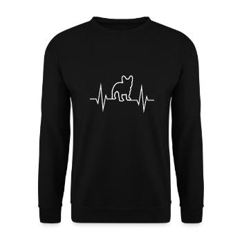 Cute Bulldog Heartbeat Pulse - Unisex Sweatshirt - black - Front - Alina (178cm) & Michal (187cm)